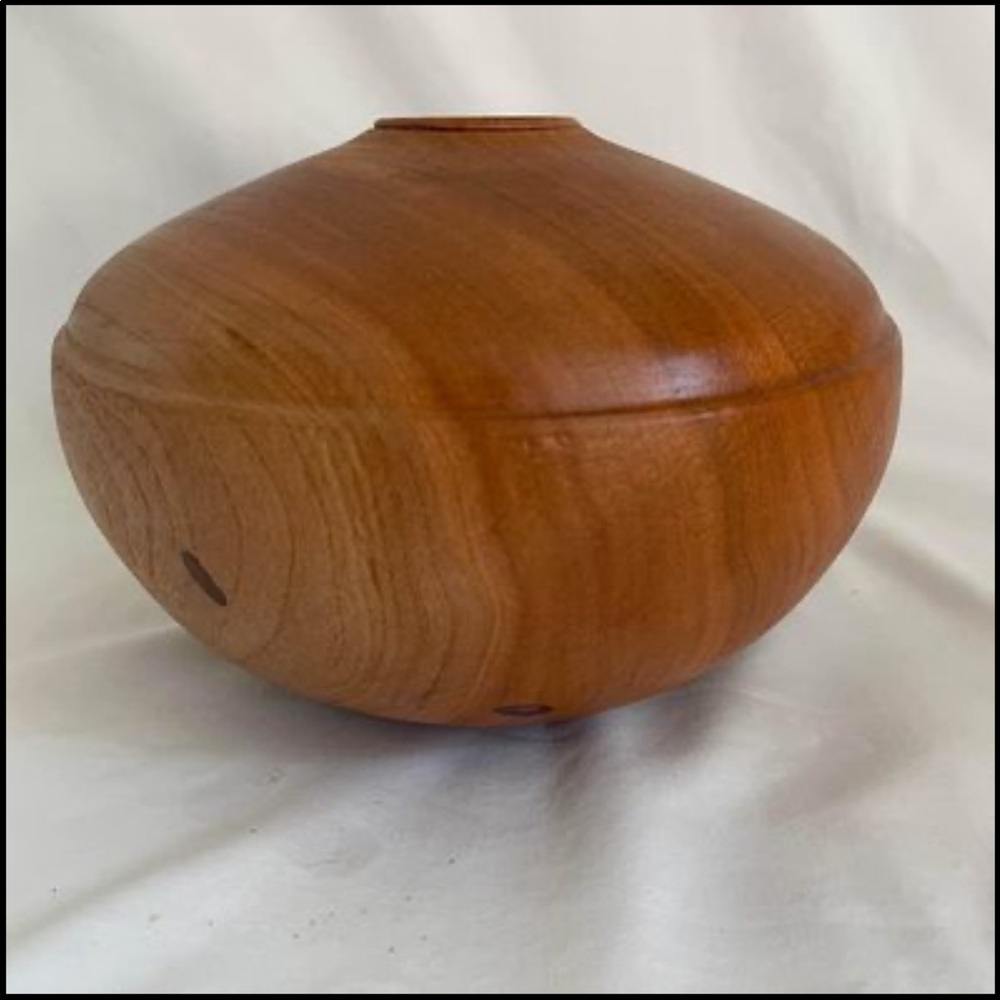 Hand Turned and Carved Wooden Bowl
